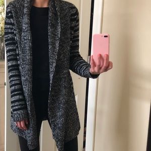 Knit black and white open sweater